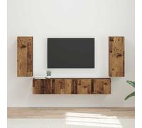 vidaXL Set di Mobiletto da TV a Parete 4 pz Legno vecchio