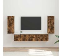 vidaXL Set di Mobiletto da TV a Parete 4 pz Rovere Fumo