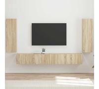 vidaXL Set di Mobiletto da TV a Parete 4 pz Rovere Sonoma