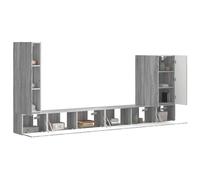 vidaXL 6 pezzi grigio Sonoma, centro di intrattenimento regolabile, mobili moderni per soggiorno, set di memorie multimediali, supporto per TV salvaspazio