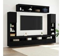 vidaXL Set di Mobiletto da TV a Parete 6 pcs Rovere nero