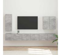vidaXL Set di Mobiletto da TV a Parete 6 pz Grigio cemento