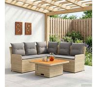 vidaXL Set di Mobili 4 pcs Beige e Grigio Chiaro Rattan in PE, Set di mobili con piedi regolabili, rattan PE per interni e esterni, lounge moderna, comode sedute da giardino