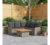 vidaXL Set di Mobili 4 pcs Grigio e Grigio Scuro Rattan in PE, Set di mobili con piedi regolabili, rattan PE per interni e esterni, lounge moderna, comode sedute da giardino