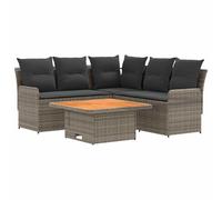 vidaXL Set di Mobili 4 pcs Grigio e Grigio Scuro Rattan in PE, Set di mobili con piedi regolabili, rattan PE per interni e esterni, lounge moderna, comode sedute da giardino