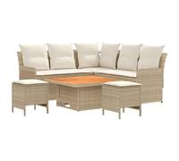 vidaXL Set di mobili 6 pezzi beige e crema rattan sintetico, set di mobili moderni con gambe regolabili, divano in PE rattan per interni ed esterni, mobili durevoli per giardino