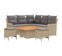 vidaXL Set di mobili 6 pezzi, beige e grigio chiaro, rattan sintetico, set di mobili moderni con gambe regolabili, divano in PE rattan per interni ed esterni, mobili durevoli per giardino