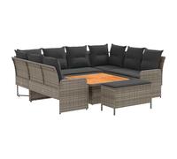 vidaXL Set di Mobili 7 pcs Grigio e Grigio Scuro Rattan in PE, Set di mobili con piedi regolabili, rattan PE per interni e esterni, lounge moderna, comode sedute da giardino