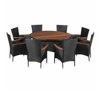 vidaXL Set di Mobili 9 pcs Nero e Crema polyrattan