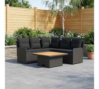 vidaXL Set di Mobili con cuscino 4 pcs Nero Rattan in PE, Set di mobili con piedi regolabili, rattan PE per interni e esterni, lounge moderna, comode sedute da giardino