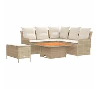 vidaXL Set di Mobili con cuscino 5 pcs Beige e Crema Rattan in PE, Set di mobili con piedi regolabili, rattan PE per interni e esterni, lounge moderna, comode sedute da giardino