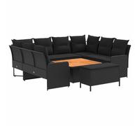 vidaXL Set di mobili con cuscino, 7 pezzi, nero rattan sintetico, set di mobili moderni con gambe regolabili, divano in PE rattan per interni ed esterni, mobili durevoli per giardino