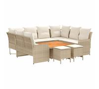 vidaXL Set di Mobili con cuscino 8 pcs Beige e Crema Rattan in PE, Set di mobili con piedi regolabili, rattan PE per interni e esterni, lounge moderna, comode sedute da giardino