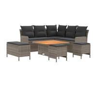 vidaXL Set di mobili da 7 pezzi grigio e grigio scuro rattan sintetico, set di mobili moderni con gambe regolabili, divano in PE rattan per interni ed esterni, mobili durevoli per giardino