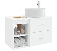 vidaXL Set di mobili da bagno, 2 pezzi, bianco, in legno di ingegneria,