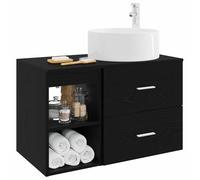 vidaXL Set di mobili da bagno, 2 pezzi, rovere nero, legno di ingegneria,