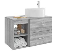 vidaXL Set di mobili da bagno, 2 pezzi, Sonoma grigio, legno di ingegneria,