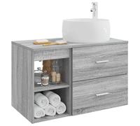 vidaXL Set di mobili da bagno, 2 pezzi, Sonoma grigio, legno di ingegneria,