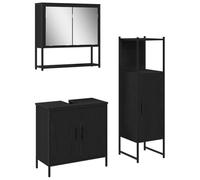 vidaXL Set di mobili da Bagno 3 Pezzi in Legno ingegnerizzato Rovere Nero