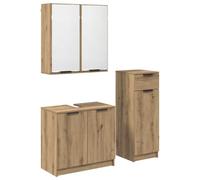 vidaXL Set di mobili da bagno 3 pezzi Rovere artigianale, Soluzioni di stoccaggio per il bagno, idee di design rettangolare, massimizzare lo spazio, organizzare efficacemente con opt