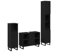 vidaXL Set di Mobili da Bagno 3 Pezzi Rovere Nero Legno Ingegnerizzato Armadi di Stoccaggio Eleganti per Organizzazione Moderna Soluzioni Ampie Design Durevole Funzionale