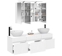 vidaXL Set di mobili da bagno, 4 pezzi, bianco, 100 x 14,5 x 70 cm,