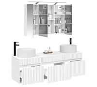 vidaXL Set di mobili da bagno, 4 pezzi, bianco, 100 x 14,5 x 70 cm,