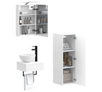 vidaXL Set di mobili da bagno, 4 pezzi, bianco, 40 x 10,5 x 60,5 cm,