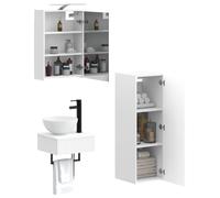 vidaXL Set di mobili da bagno, 4 pezzi, bianco, 43 x 16 x 62,5 cm,