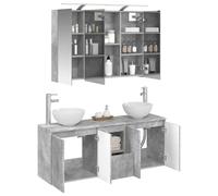 vidaXL Set di mobili da bagno, 4 pezzi, grigio cemento, 100 x 14,5 x 70 cm,