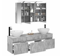 vidaXL Set di mobili da bagno, 4 pezzi, grigio cemento,