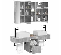 vidaXL Set di mobili da bagno, 4 pezzi, grigio cemento,