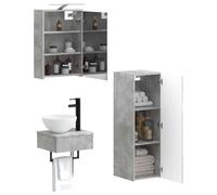 vidaXL Set di mobili da bagno, 4 pezzi, grigio cemento, 43 x 16 x 62,5 cm,