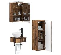 vidaXL Set di mobili da bagno, 4 pezzi, in legno invecchiato,