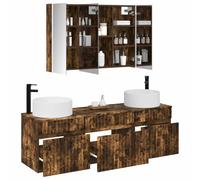 vidaXL Set di mobili da bagno, 4 pezzi, rovere affumicato,
