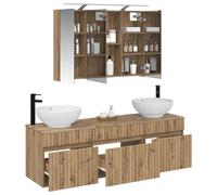 vidaXL Set di mobili da bagno, 4 pezzi, rovere artigianale,