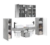vidaXL Set di mobili da bagno 6 pezzi grigio cemento