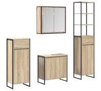 vidaXL Set di mobili da bagno con cassetto Quercia Sonoma, Bagno, Design rettangolare, Caratteristiche moderne, Materiali durevoli, per piccoli e grandi spazi, Stili eleganti