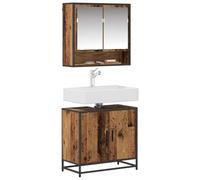 vidaXL Set di mobili da bagno con mensola 2 pezzi in legno vecchio, ampio stoccaggio, set di mobili da bagno contemporaneo, unità da parete moderna, organizzatori funzionali, decorazione stile