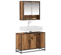 vidaXL Set di mobili da bagno con ripiano, 2 pezzi in legno vecchio, armadio da bagno, set di mobili moderni, design contemporaneo, risparmio di spazio, stoccaggio efficiente, organizzatore pratico e