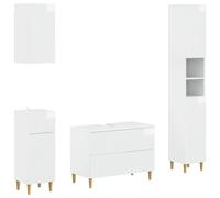 vidaXL Set di Mobili da Bagno da 4 Pezzi ARNHEM Bianco Lucido