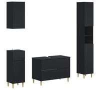 vidaXL Set di Mobili da Bagno da 4 Pezzi ARNHEM Nero