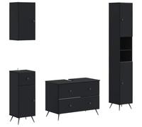vidaXL Set di Mobili da Bagno da 4 Pezzi BREDA Nero