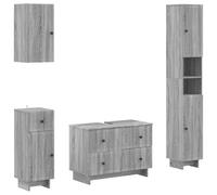 vidaXL Set di Mobili da Bagno da 4 Pezzi EDE Sonoma grigio