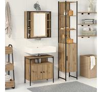 vidaXL Set di mobili da bagno in 3 pezzi - Legno ingegnerizzato in rovere artigianale