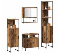 vidaXL Set di mobili da Bagno in 4 Pezzi in Legno Antico dallo Stile Rustico. Include un'unità di stoccaggio Alta, Un armadietto per Il lavandino e Un Mobile da Bagno Indipendente. Perfetto per tener