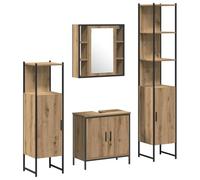vidaXL Set di Mobili da Bagno in 4 Pezzi in Quercia Artigianale