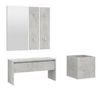 vidaXL Set di Mobili da Corridoio Grigio Cemento in Legno Multistrato