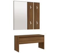 AX Mobili Ingresso Rovere Marrone Specchio Acrilico 2 Appendiabiti Panca 820480