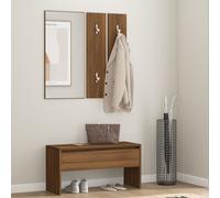 AX Mobili Ingresso Rovere Marrone Specchio Acrilico 2 Appendiabiti Panca 820480